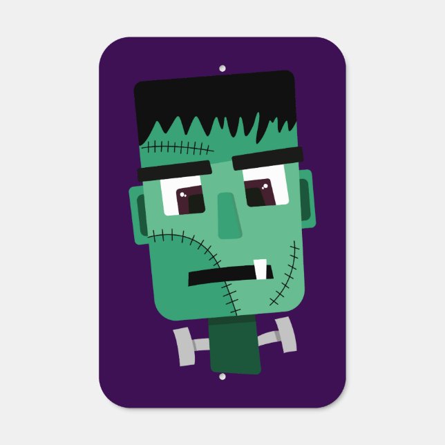 Frankenstein Monster's Head Metal Sign (Front)