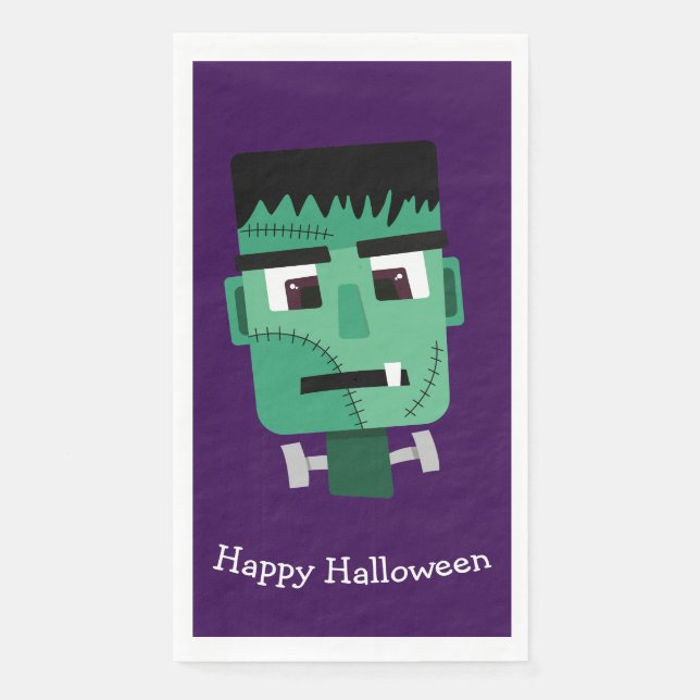 Frankenstein Monster's Head Paper Guest Towels (Front)