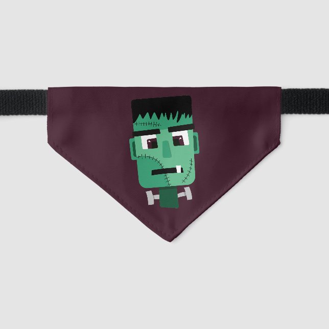 Frankenstein Monster's Head Pet Bandana Collar (Front)
