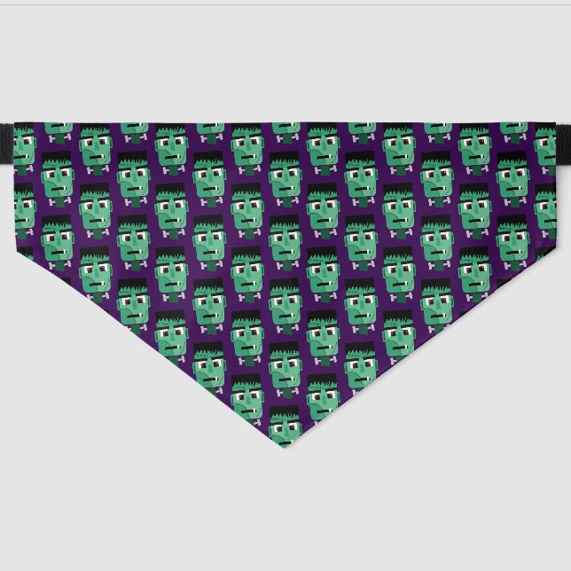 Frankenstein Monster's Head Pet Bandana Collar (Front)
