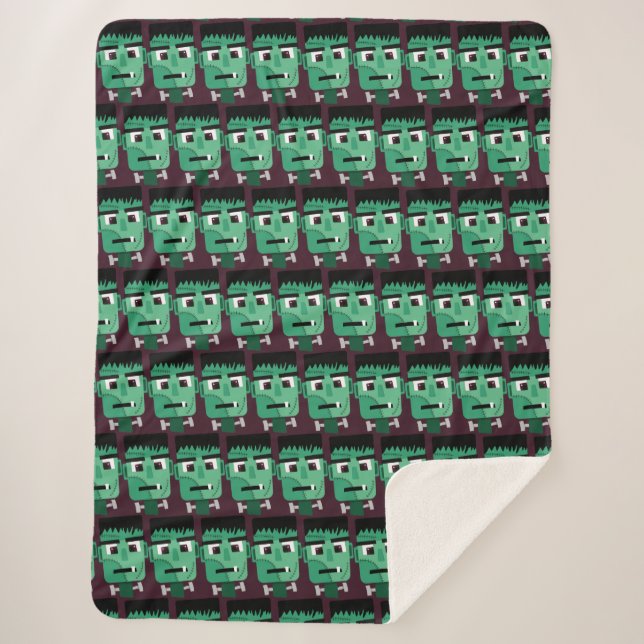 Frankenstein Monster's Head Sherpa Blanket (Front)