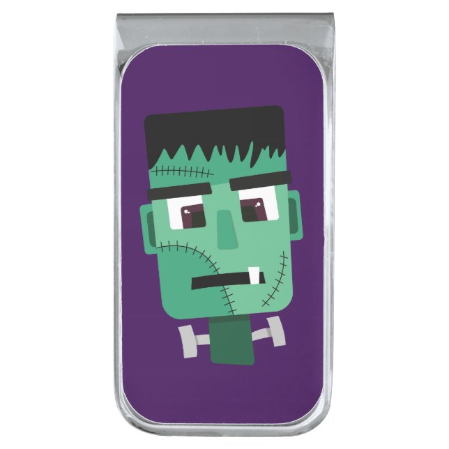 Frankenstein Monster's Head Silver Finish Money Clip (Front Vertical)