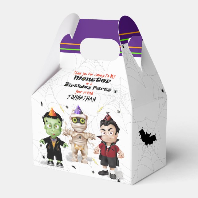 Frankenstein Mummy Dracula Halloween Birthday Favor Boxes (Front Side)