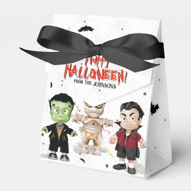 Frankenstein Mummy Dracula Halloween Monster Party Favor Boxes (Front Side)