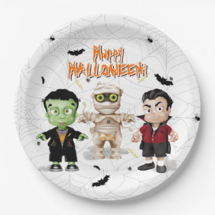 Frankenstein Mummy Dracula Halloween Monster Party Paper Plates