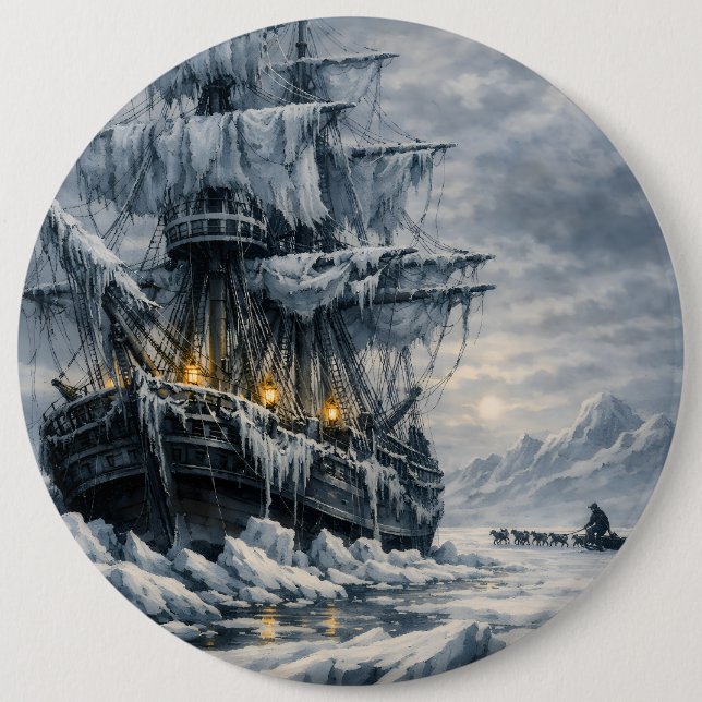 Frankenstein’s Arctic Pursuit by BurnsInHell Button (Front)