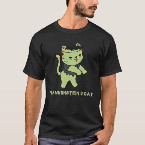 Frankenstein s Cat  Halloween Monster Zombie Kitte T_Shirt