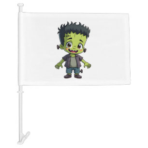 Frankenstein�s Monster � Cute Halloween Cartoon Sh Car Flag