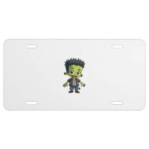 Frankenstein�s Monster � Cute Halloween Cartoon Sh License Plate
