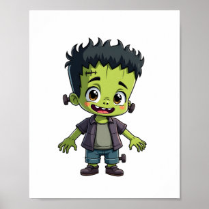 Frankenstein’s Monster – Cute Halloween Cartoon Sh Poster