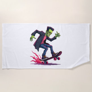 Frankenstein Skater � Cool Halloween Streetwear Sh Beach Towel
