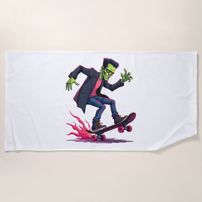 Frankenstein Skater � Cool Halloween Streetwear Sh Beach Towel (Front)