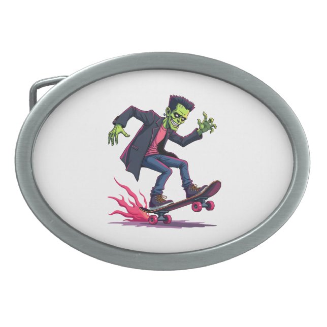 Frankenstein Skater � Cool Halloween Streetwear Sh Belt Buckle (Front)