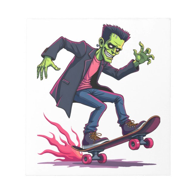 Frankenstein Skater � Cool Halloween Streetwear Sh Notepad (Front)