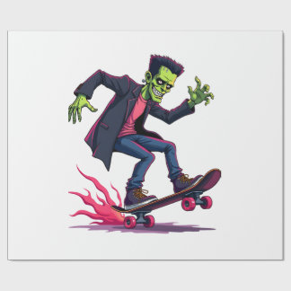 Frankenstein Skater � Cool Halloween Streetwear Sh Wrapping Paper