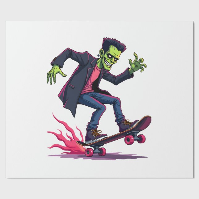Frankenstein Skater � Cool Halloween Streetwear Sh Wrapping Paper (Flat)