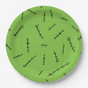 Frankenstein Stitches Paper Plates