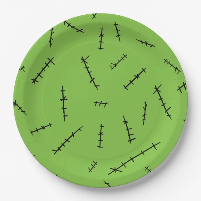 Frankenstein Stitches Paper Plates (Front)
