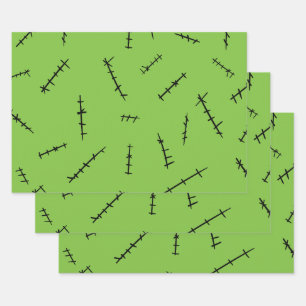 Frankenstein Stitches Wrapping Paper Sheets