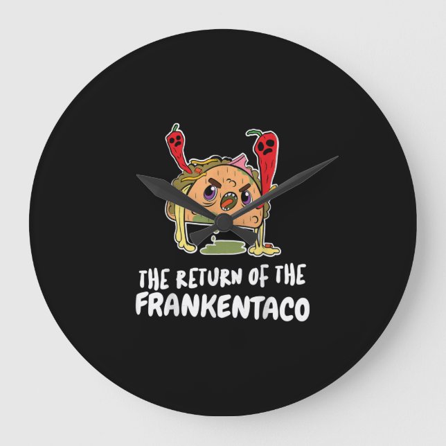 Frankenstein Taco Funny Costume Tee Halloween Gift Large Clock (Front)
