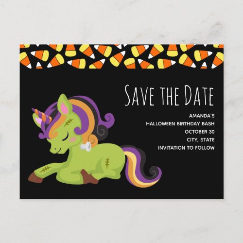 Frankenstein Unicorn Birthday Save the Date Invitation Postcard