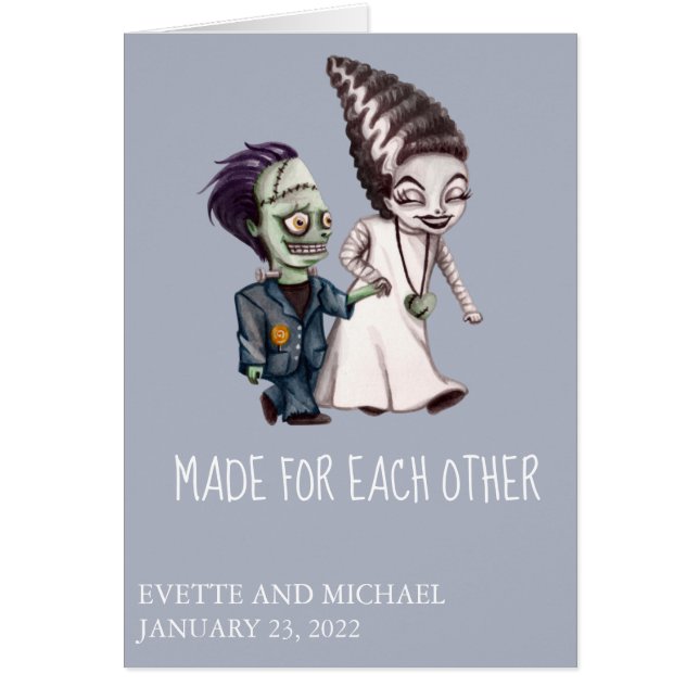 Frankenstein Wedding Congratulations Halloween Cards (Front)