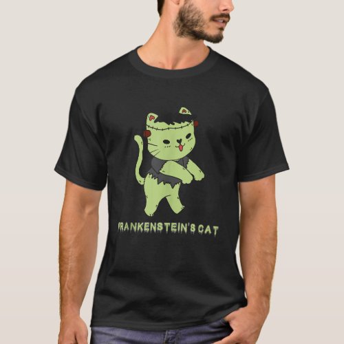 Frankensteins Cat Funny Halloween Monster Zombie K T_Shirt