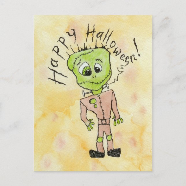 Frankenstein's Halloween Postcard (Front)