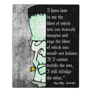 Frankenstein's Monster Book Quote Love and Rage Jigsaw Puzzle