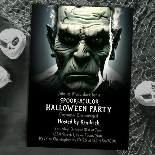 Frankensteins Monster Halloween Costume Party Invitation