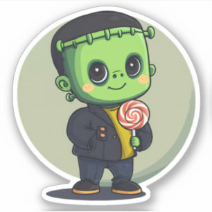 Frankenstein's Monster Holding a Lollipop Sticker