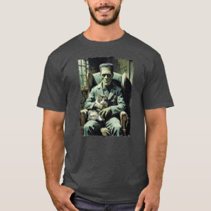 Frankenstein's Monster relaxing with his cat! T-Shirt
