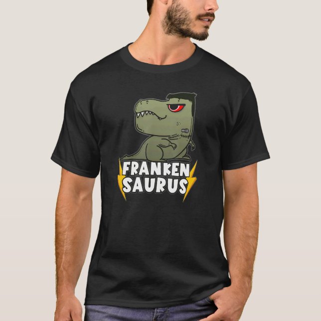 Frankenstein's Monster Saurus Dinosaur Rex Hallowe T-Shirt (Front)