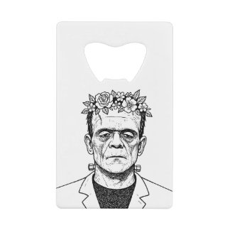 FRankenstien with a flower crown Credit Card Bottle Opener