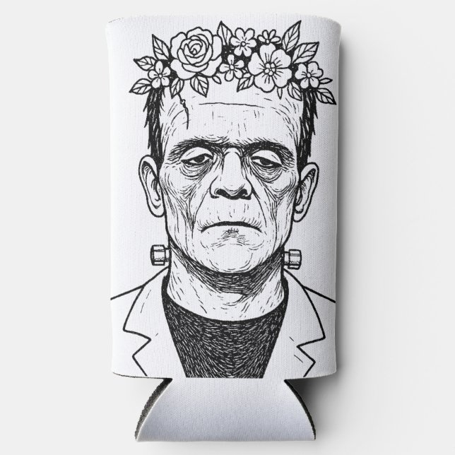 FRankenstien with a flower crown Seltzer Can Cooler (Front)
