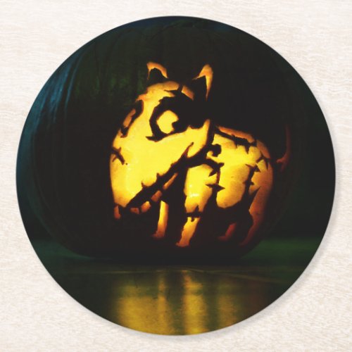 Frankenweenie pumpkin round paper coaster