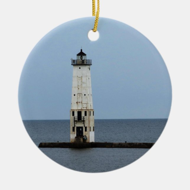 Frankfort Lighthouse Ceramic Ornament (Front)