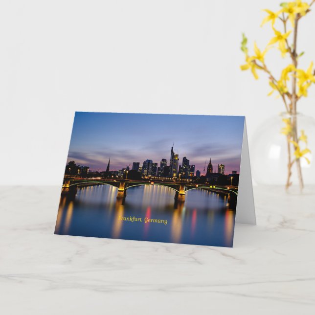 Frankfurt Bridge, Germany Card (Yellow Flower)