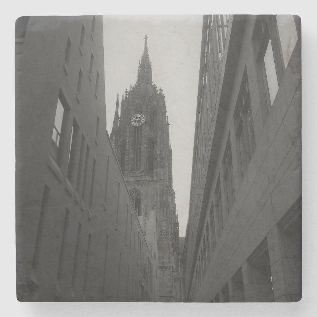 Frankfurt Cathedral Black and White Coaster (Front)