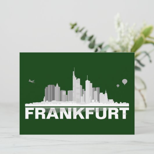 Frankfurt City Skyline Map / Folding Card (Standing Front)
