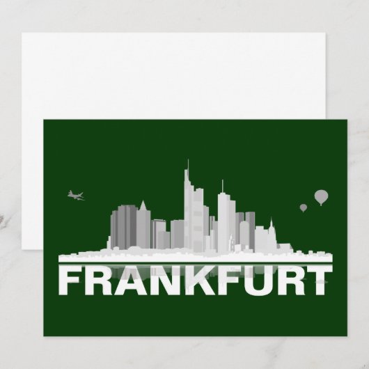 Frankfurt City Skyline Map / Folding Card (Front/Back)