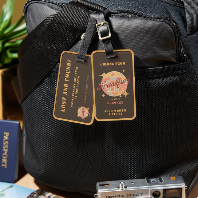 Frankfurt FFM Germany Retro Vintage Travel Luggage Tag (Creator Uploaded)