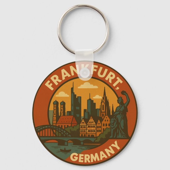 Frankfurt German Skyline Keychain (Front)