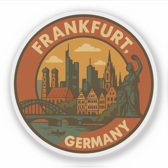Frankfurt German Skyline Sticker (Front)