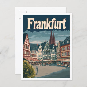 Frankfurt Germany Art Vintage Travel Illustration Postcard