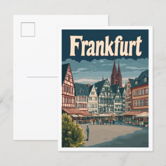 Frankfurt Germany Art Vintage Travel Illustration Postcard
