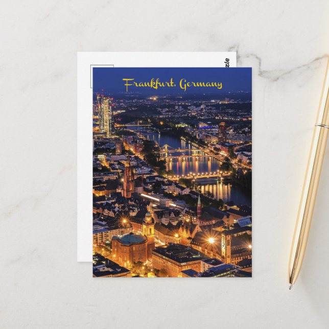 Frankfurt, Germany at Twilight Postcard (Front/Back In Situ)