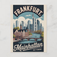 Frankfurt Germany Retro Skyline Cityscape Travel