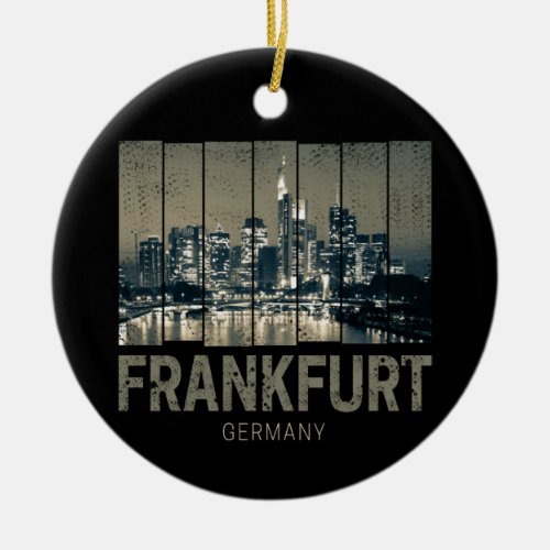 Frankfurt Germany Skyline Retro Vintage Souvenir Ceramic Ornament