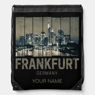 Frankfurt Germany Skyline Retro Vintage Souvenir Drawstring Bag